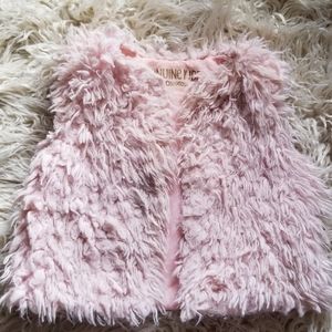 Pink puffy fur vest